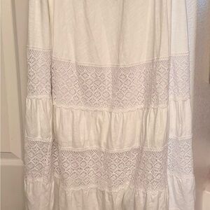 White Midi Skirt Boho Vintage Crochet
